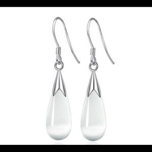 White Tear Drop Earrings
